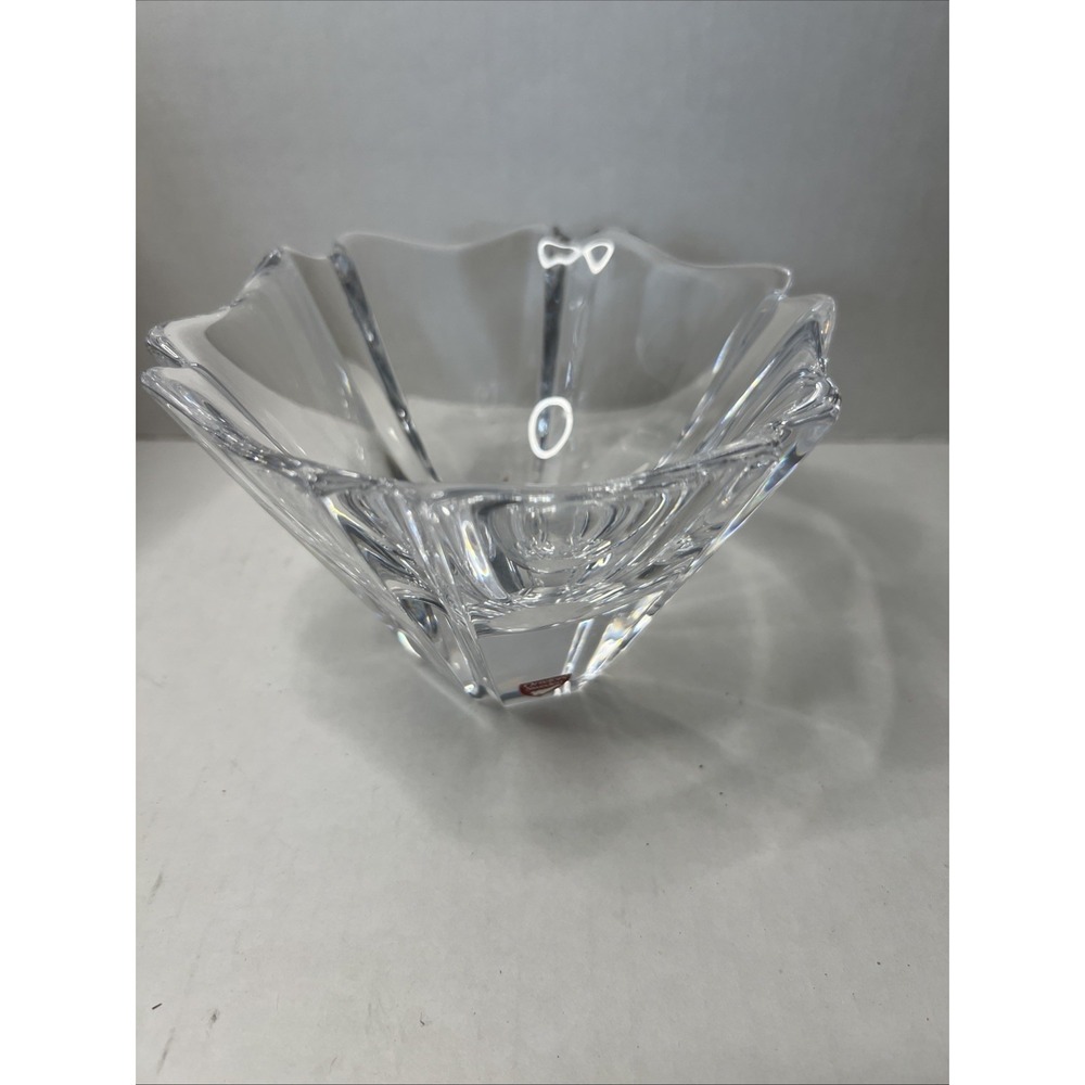 Orrefors Orion Bowl Crystal 7" W x 4.5" Tall Clear Signed Sweden In Box